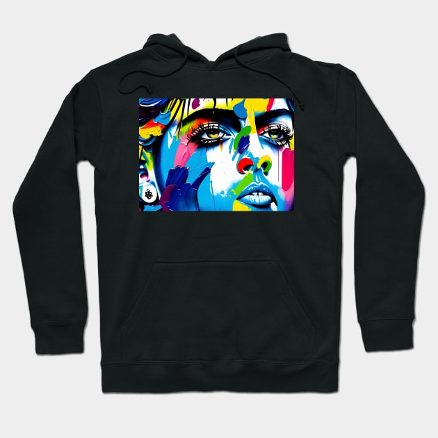 Artistic color splash face Hoodie by ZaXanium